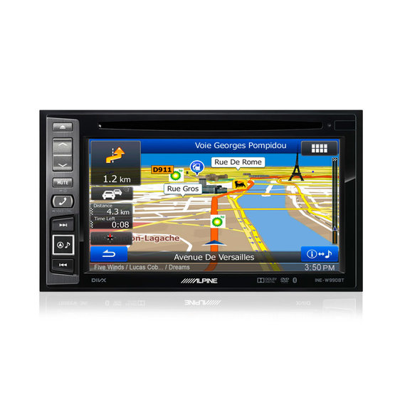 6,1" TFT autorádio ALPINE s navigáciou, INE-W990BT