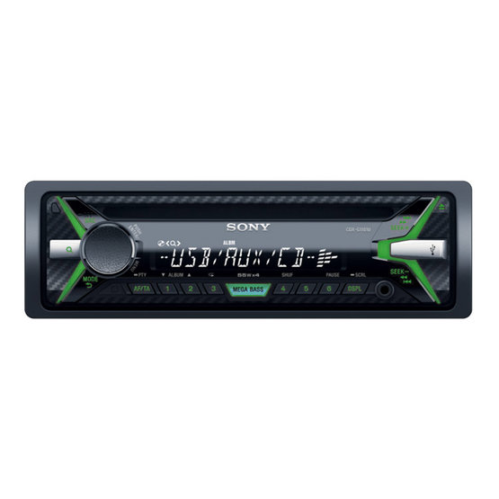 Autorádio SONY, 1DIN s CD a USB, zelené CDXG1102U.EUR
