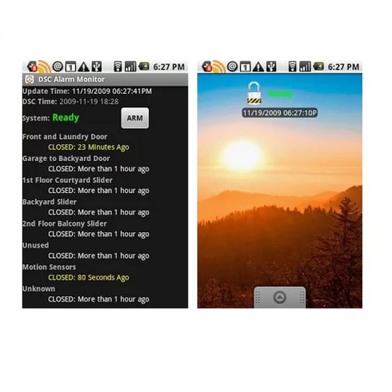 DSC D Alarm Monitor smartphone aplikácia