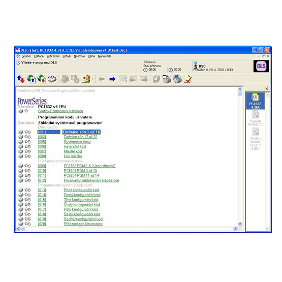 DSC DLS 2002 softvér pre správu