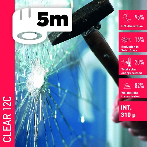 Solar Screen CLEAR 12 C (5bm) bezpečnostná interiérová fólia
