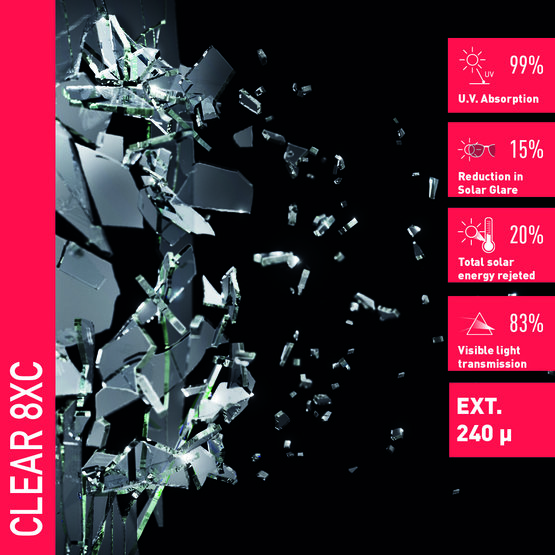 Solar Screen CLEAR 8 XC bezpečnostná exteriérová fólia