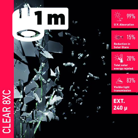 Solar Screen CLEAR 8 XC (bm) bezpečnostná exteriérová fólia
