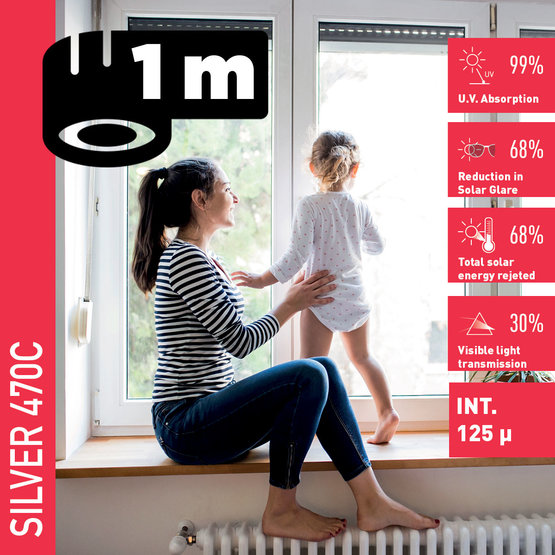 Solar Screen SILVER 470 C (bm) protislnečná interiérová fólia zrkadlová
