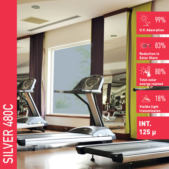 Solar Screen SILVER 480 C protislnečná interiérová fólia zrkadlová