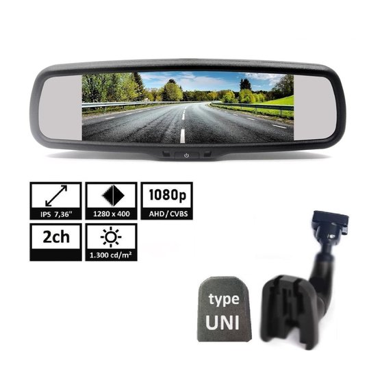 TFT MIRROR7 AHD Monitor 7" v zrkadle, s držiakom a päticou na sklo